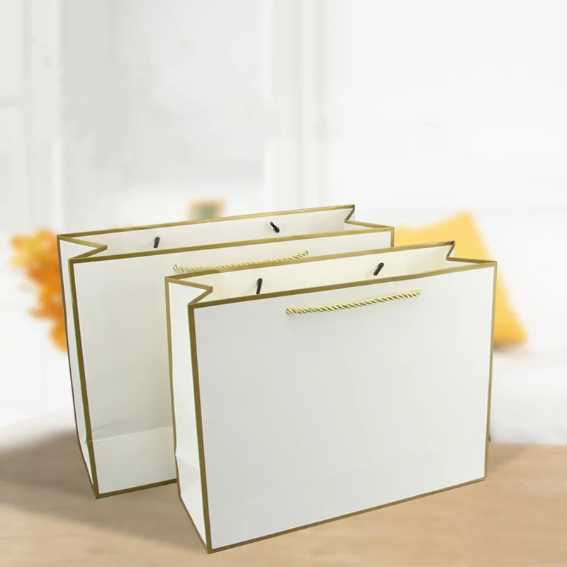 

Large Size Gift Box Packaging Gold Handle Paper Gift Bags Kraft Paper With Handles Wedding Baby Shower Birthday Party Favor