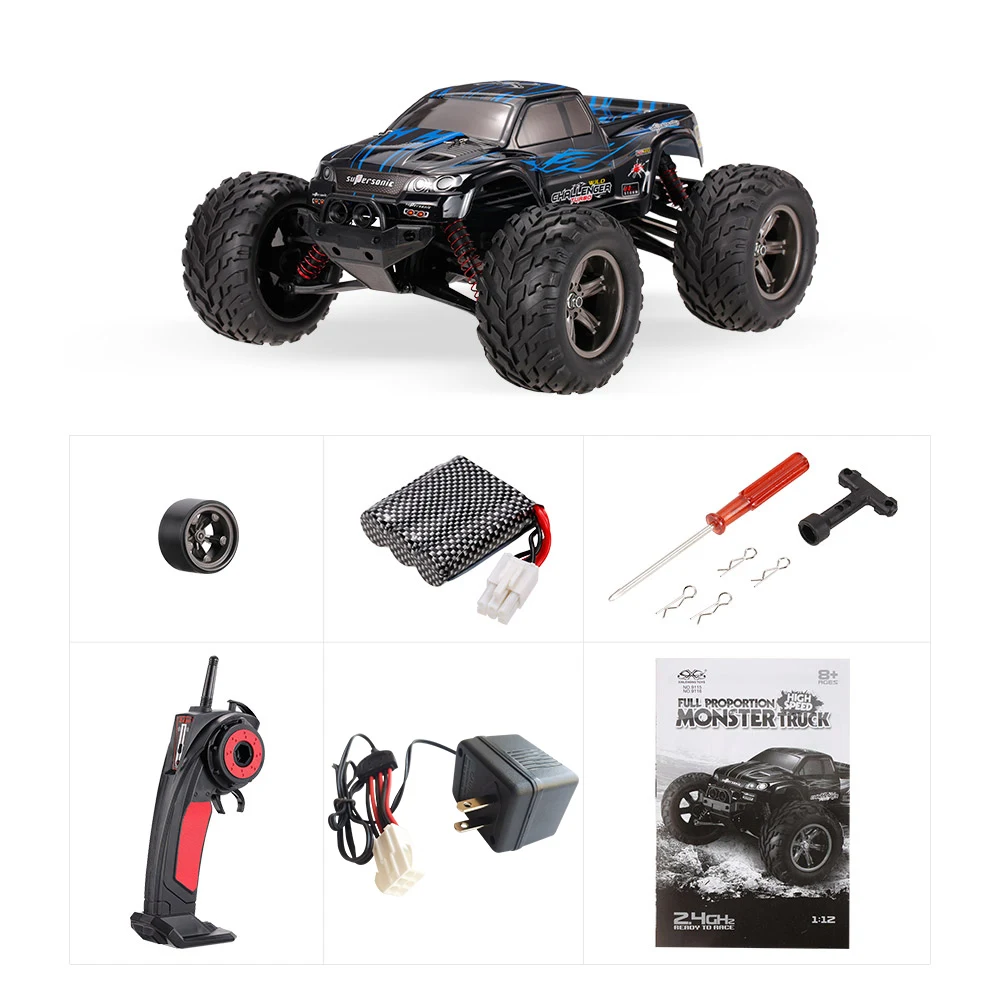 Blue-US plug 9115 1/12 2WD RC автомобиль 40 км/ч 2,4 ГГц Электрический RTR высокая скорость скалолазание RC автомобиль амортизация дизайн большой ноги RC автомобиль игрушки для детей - Color: Blue-US plug