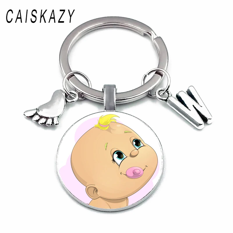 Персонализированные детские фотографии стеклянный кабошон брелок с 26 алфавитом