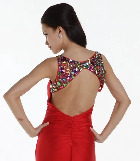 

free shipping party 2018 black dinner new style vestidos formales long ball gown crystal sexy backless red prom bridesmaid Dress