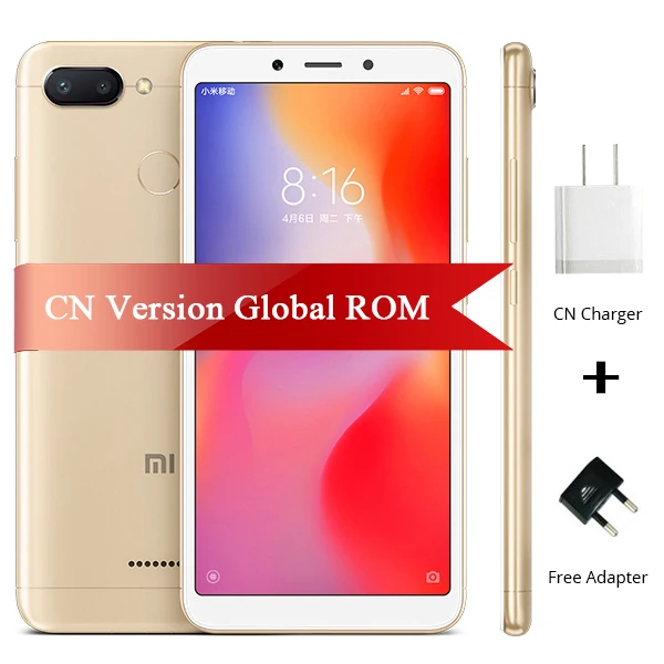 Смартфон Xiaomi Redmi 6 с глобальной прошивкой, 3 ГБ, 32 ГБ, Восьмиядерный процессор Helio P22, 12 Мп+ 5 МП, две камеры, 5,45 дюйма, 18:9, полный экран - Цвет: Gold
