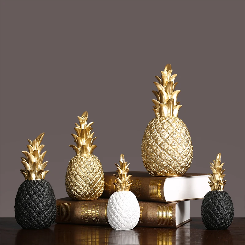 Acessórios de Decoração para Casa Mobiliário de Escritório Decoração Europeia Simples Ouro Abacaxi Ornamentos Restaurante Gabinete Vinho Artesanato
