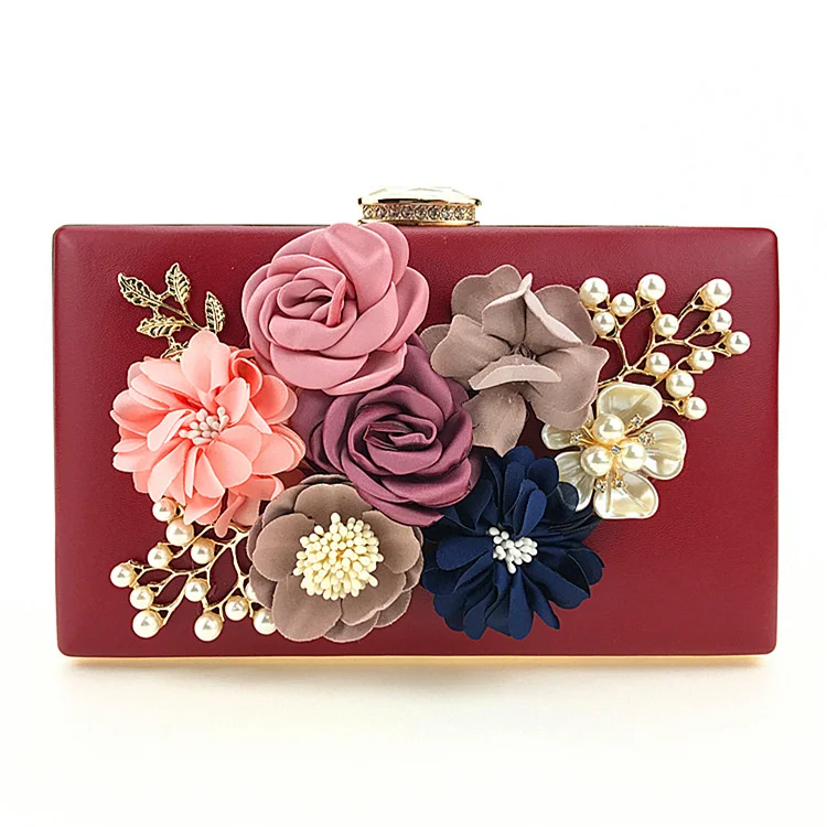 

Hengmei handbag factory hand holding Dinner Bag fashion handmade three-dimensional flower chain women's bag