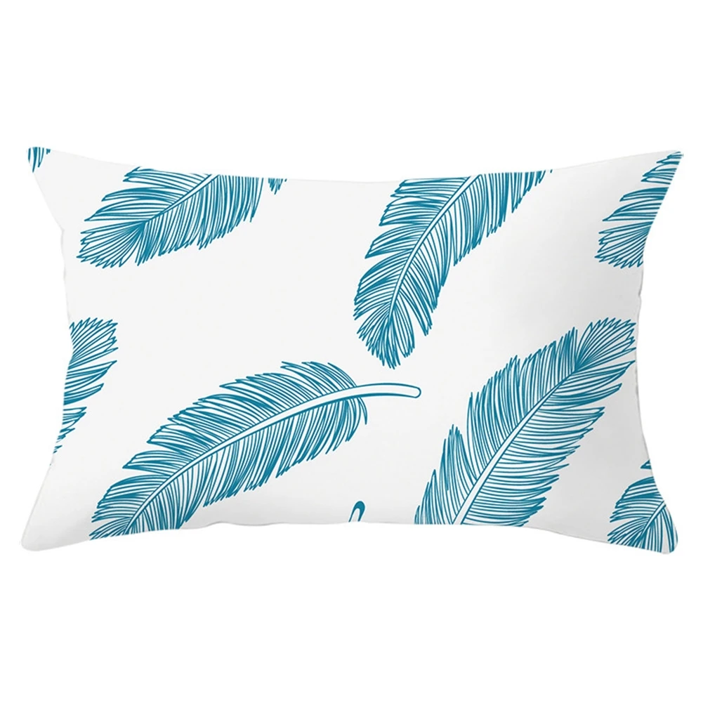 

IMIXLOTHome Decoration Short Plush Pillow Case Feather Mandala Rectangular Sofa Seat Bedroom Soft Cushion Cover Home Decor