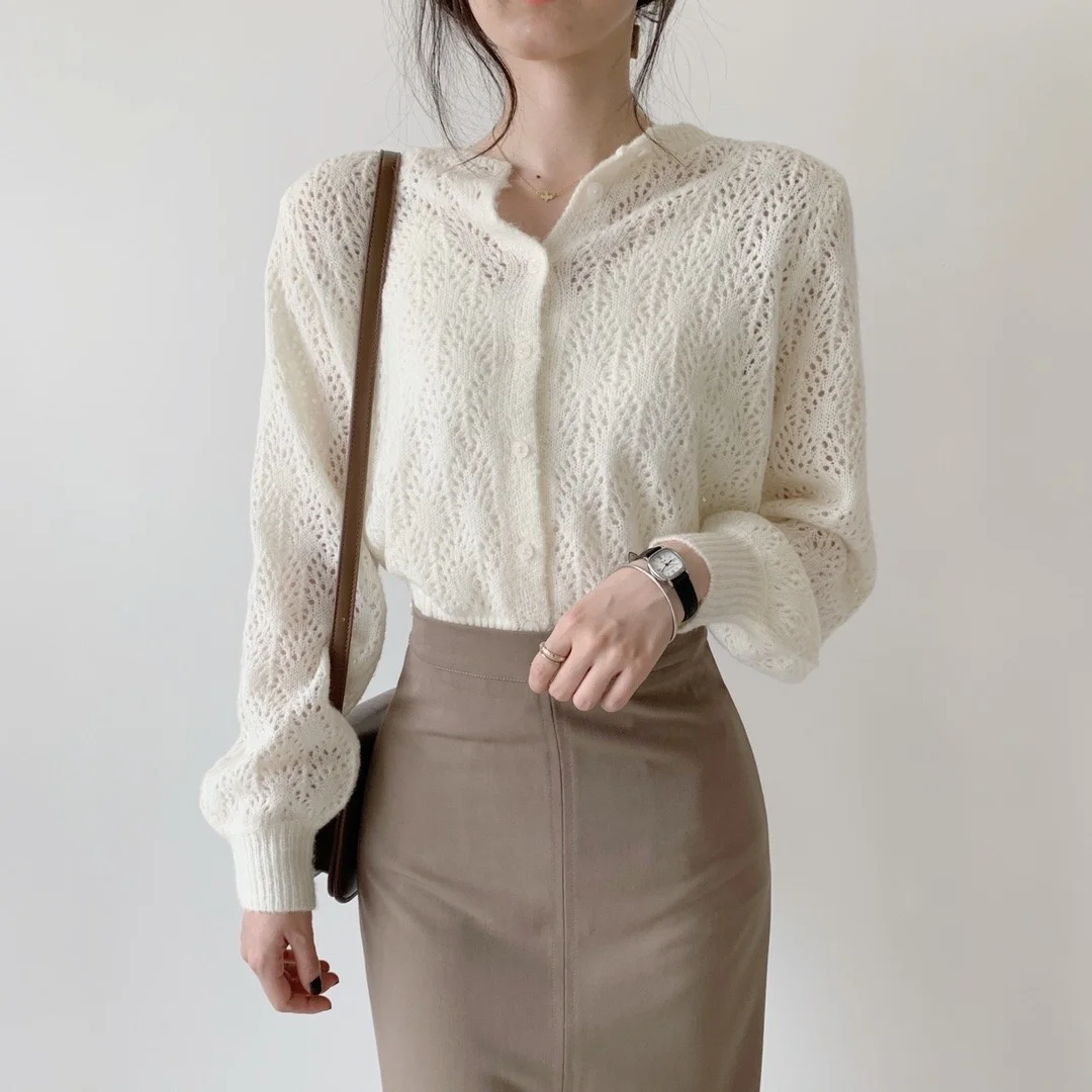 Точечные товары ~ корейский оригинальный ажурный кардиган бабушка рубашка
