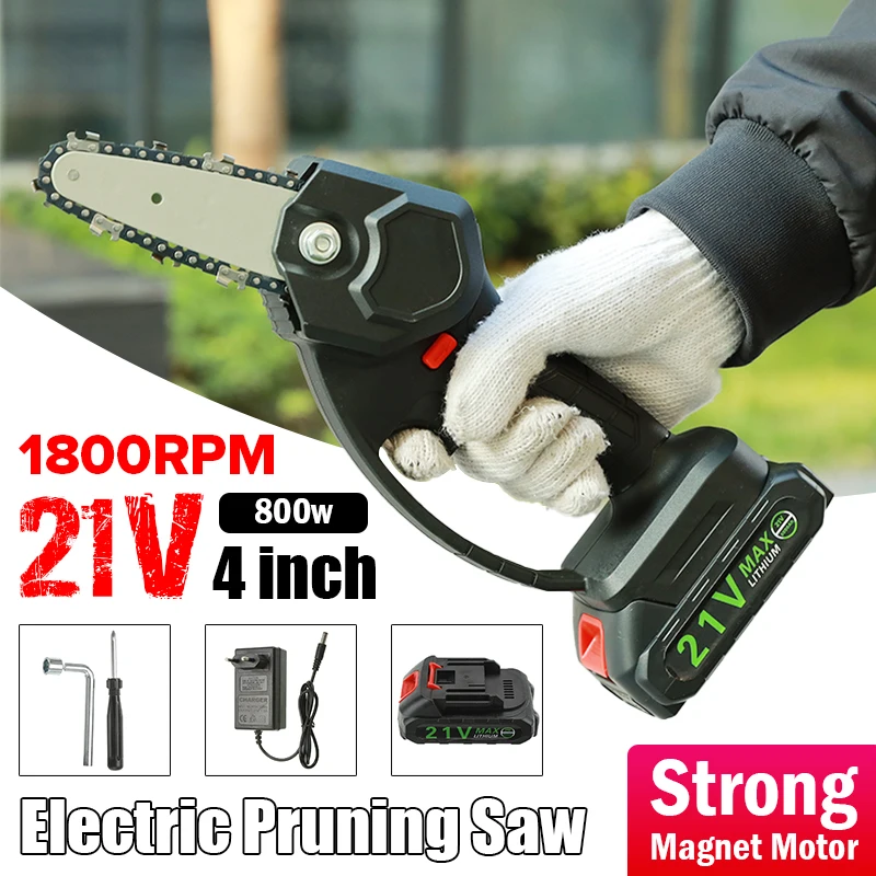 

Новый 21 в Мини электрическая бензопила ручной Электрический Обрезной пилы садовые электроинструменты деревянные инструменты перезаряжае...