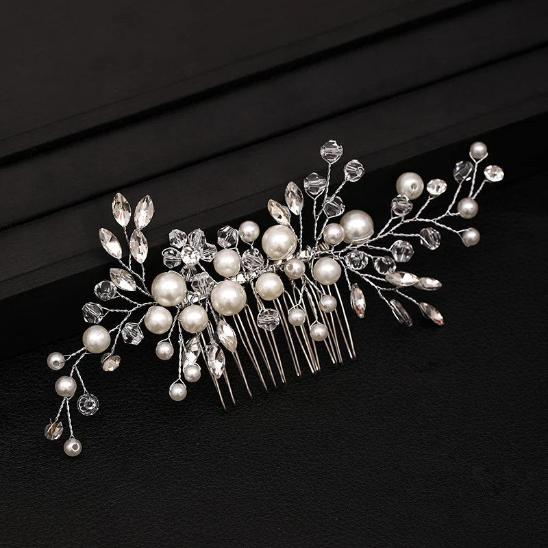 Модные тиары серебряного цвета гребень для волос с кристаллами и жемчугом