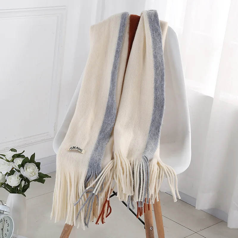 Имитация Кашмира вязаный шарф женские кисточки держать горячий толстый