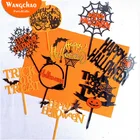 Новинка, акриловый Топпер для торта на Хэллоуин, летучая мышь, паутина, тыква, украшения для торта, выпечки