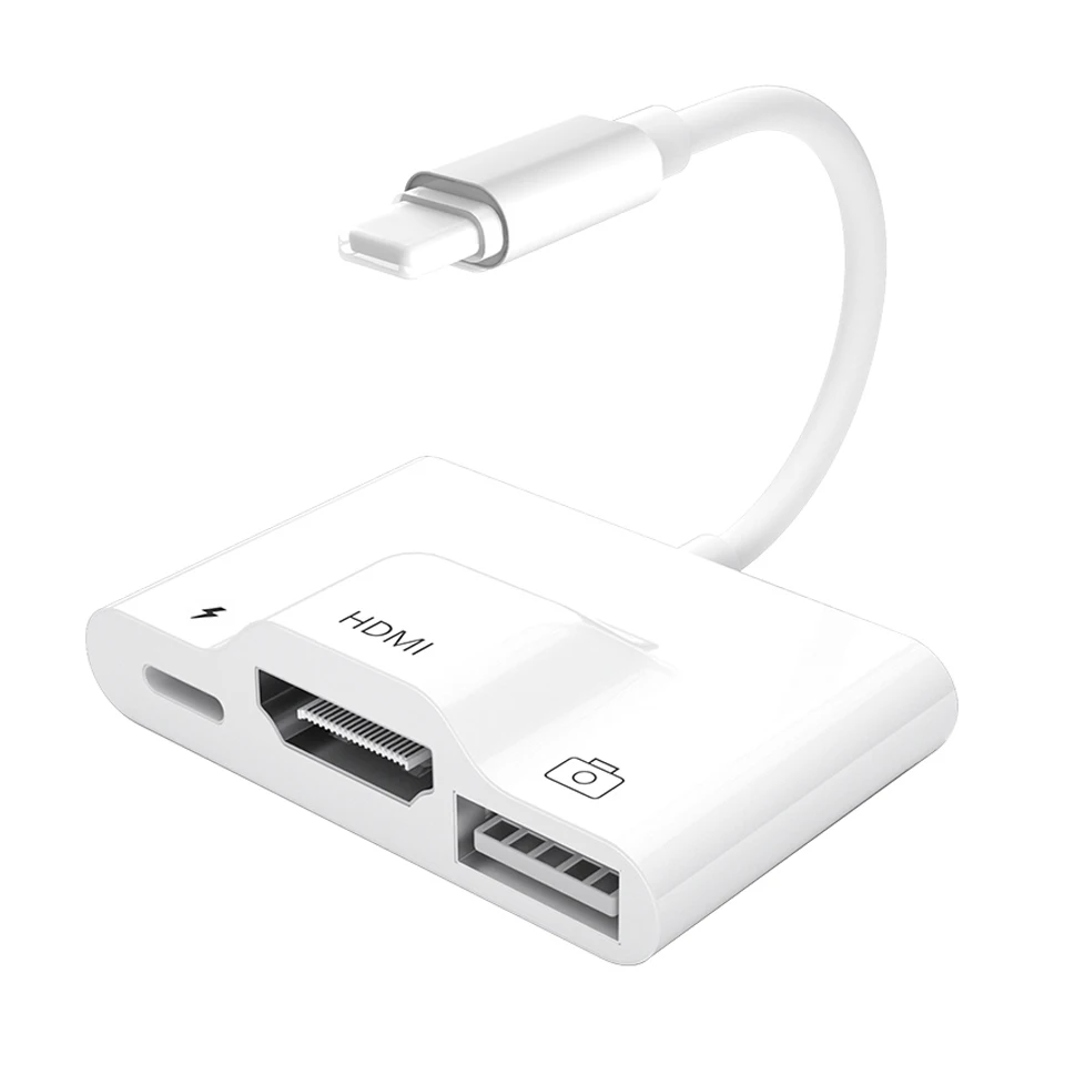 Адаптер Lightning/HDMI для iPhone 12 X XR 11Pro 8 iPad Pro 1080P | Мобильные телефоны и аксессуары