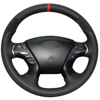 diy non slip durable black natural leather black suede car steering wheel cover for infiniti jx35 m35 m25 m56 q70 qx60 nissan mu