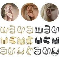 12pcsset fashion gold color ear cuffs leaf clip earrings for women climbers no piercing fake cartilage earring accessories gift