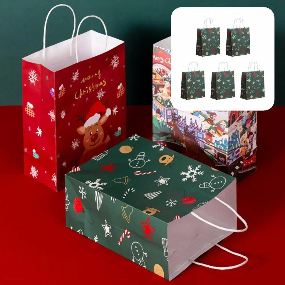 

Great Goody Bags Ornamental Portable Xmas Assorted Paper Bags Paper Bags Gift Bags 5Pcs/Set