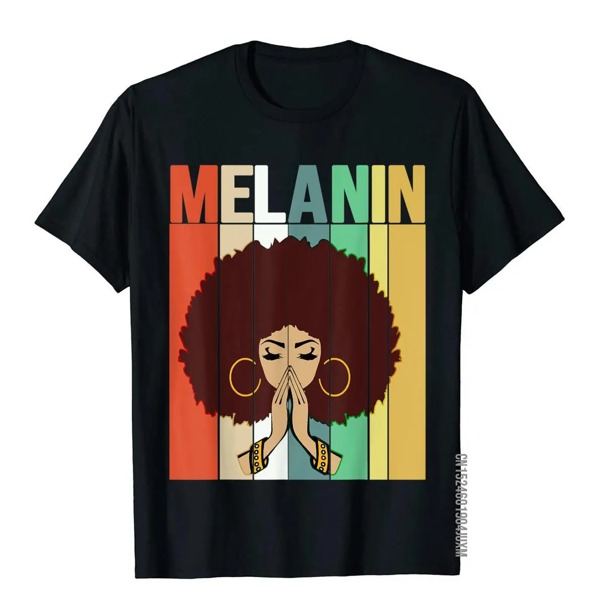 

Melanin Vintage Retro Afro Woman Queen Black History Month T-Shirt Cotton Unique Tees Funky Male T Shirts Gift