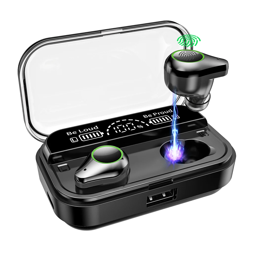 

TWS Wireless Bluetooth Earbuds Sweatproof Fingerprint Touch Control Stereo Headset HiFi Noise Reduction Earphones Headphones