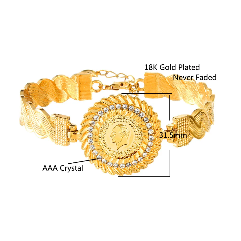 Модный мусульманский круглый портрет Золотые кристаллы женский браслет с