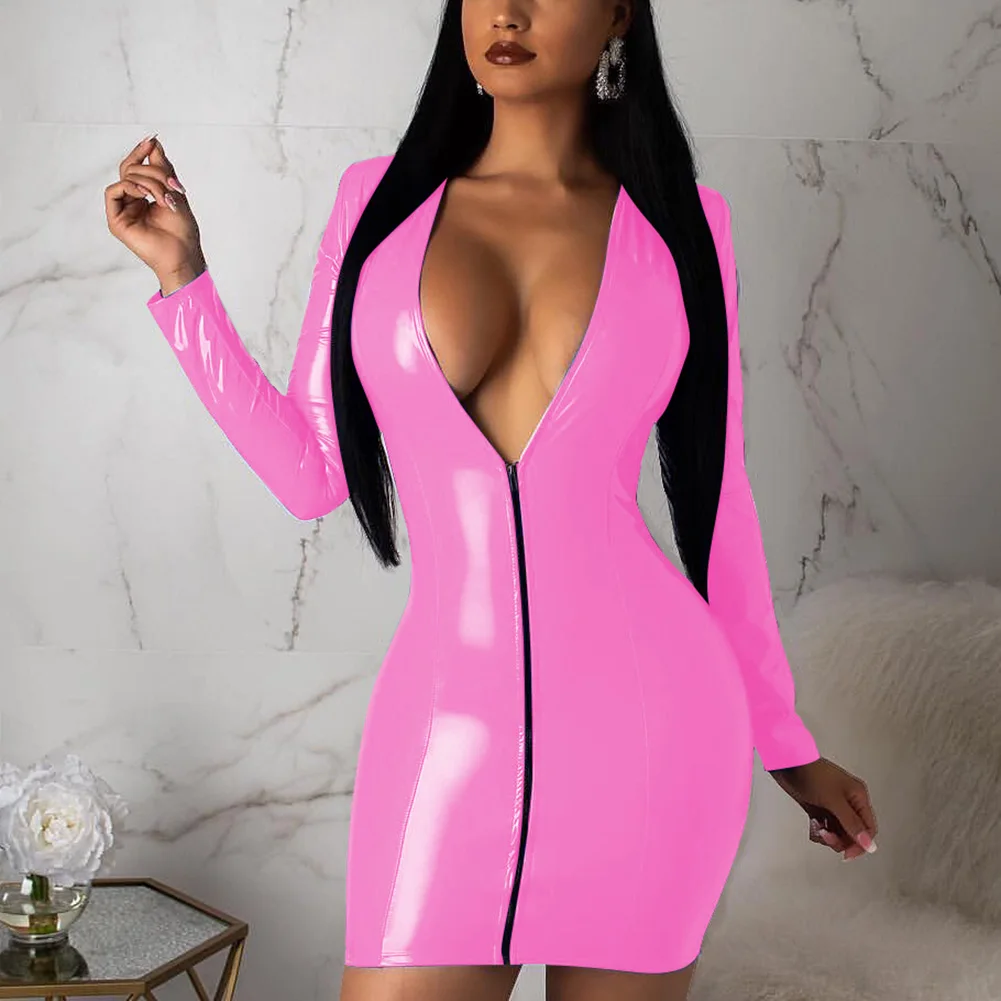 ПУ платья женский черный сексуальное обтягивающее платье Вечерние на молнии с