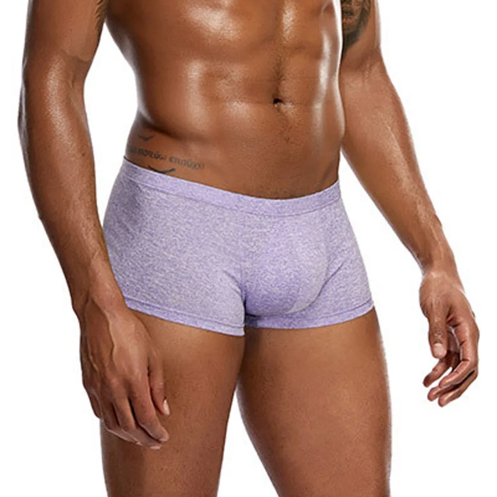 Мужское хлопковое однотонное нижнее белье боксеры с мешочком трусы шорты