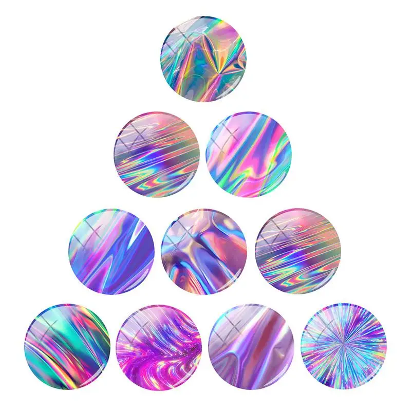 

TAFREE Gradient color Laser texture 12/15/16/18/20/25/30 mm Glass Cabochons Dome Cover Pendant for DIY Keychain Charms WL474