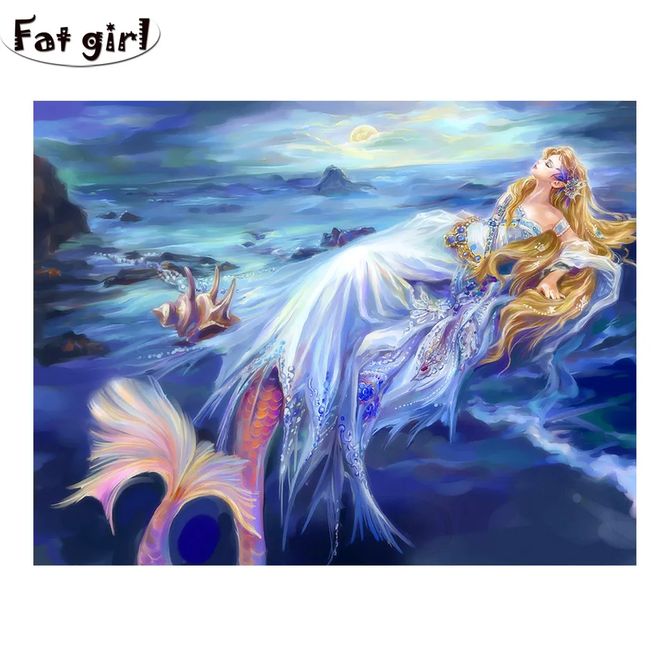 

Алмазная 5D картина «сделай сам», вышивка «русалка», мозаика квадратных и круглых страз, Фэнтезийный декор для вышивки крестиком