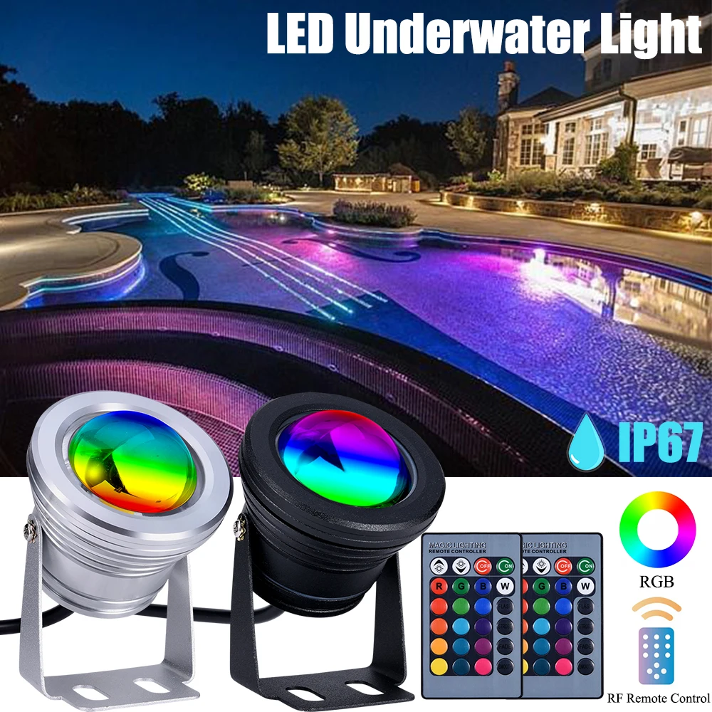 

Waterproof Remote Control Underwater Light Pool Spotlight Outdoor Light 16 Color Changing Submersible 10W Underwater Pond Light