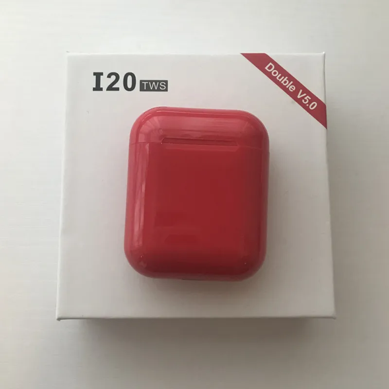 red Новейшие i20 TWS Bluetooth 5,0 наушники 4D Бас Звук Наушники Беспроводные наушники для всех смартфонов PK W1 чип - Цвет: red