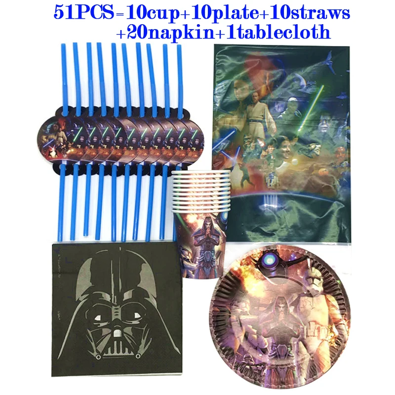 С принтом Звездные войны вечерние тема кружка ко дню рождения тарелки и соломки