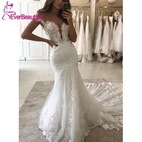lace appliques mermaid wedding dresses tulle bridal gowns sweetheart spaghetti straps bohemian vintage bride dresses