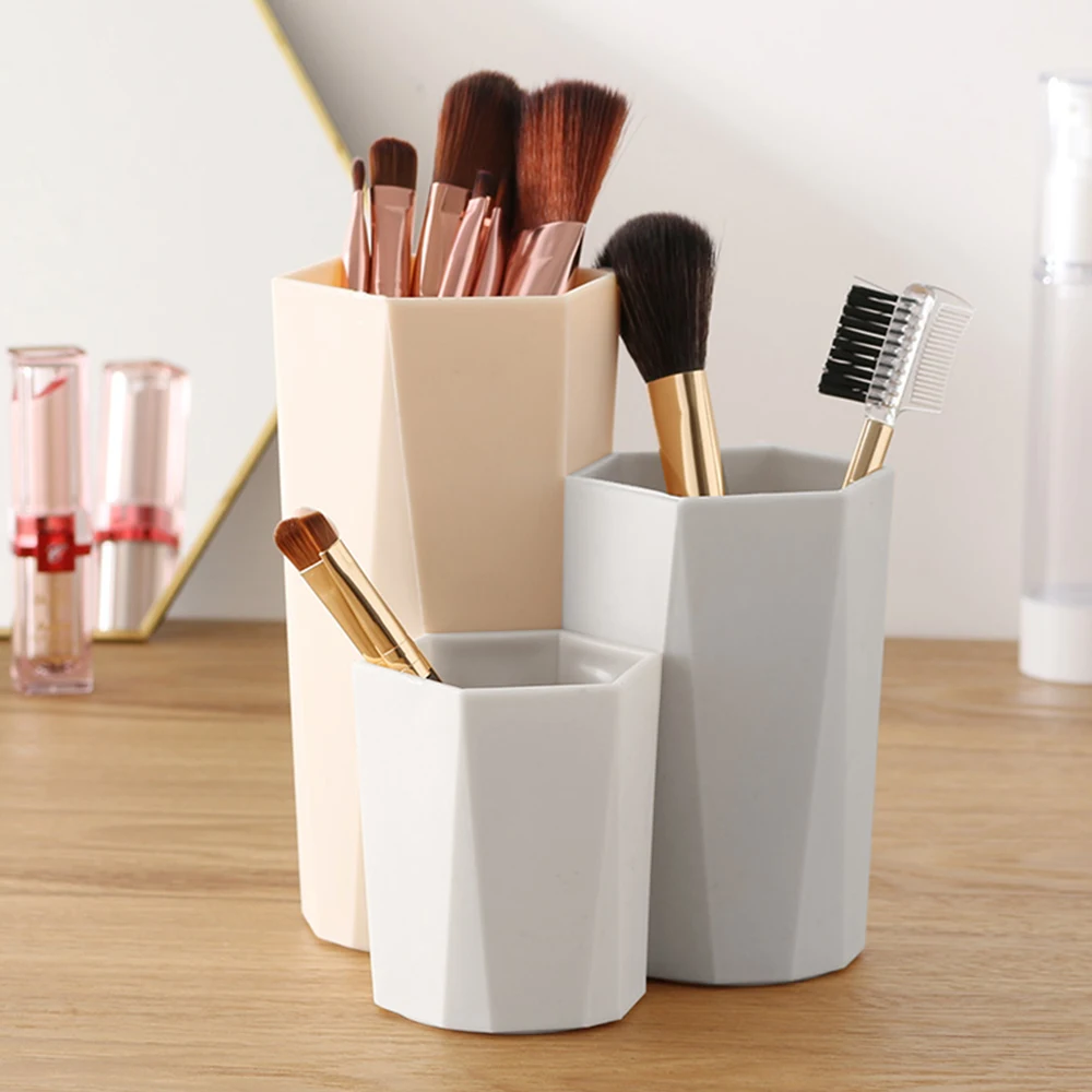 

3 Lattices Cosmetic Make-up Brush Storage Box Makeup Nail Polish Cosmetic Holder Make Up Tools Pen Holder Rack Table Organizer