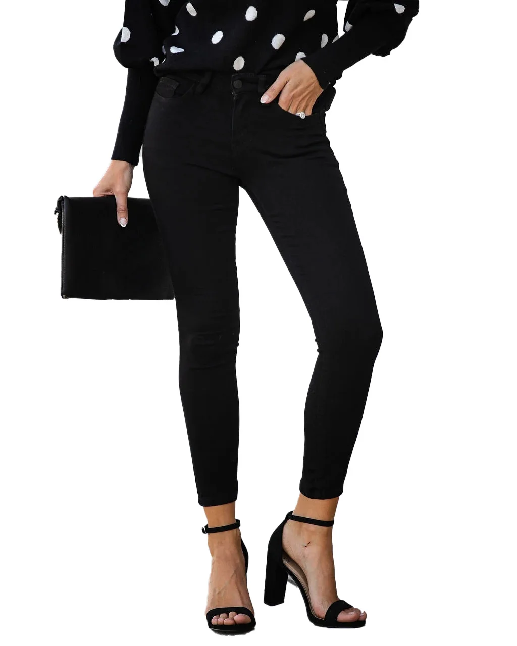 

2021 new stretch mid-waist slim-fit denim cropped trousers