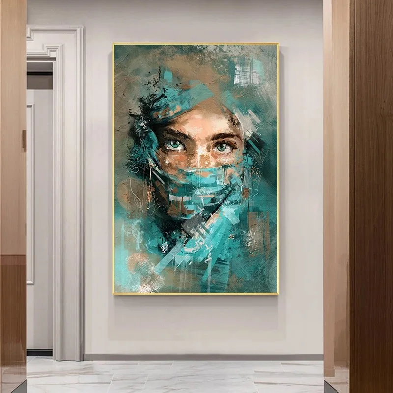 

Wall Decoration Poster Woman Face With Green Veil Canvas Wall Painting Art And Prints Painting Living Room Bedroom Decoration