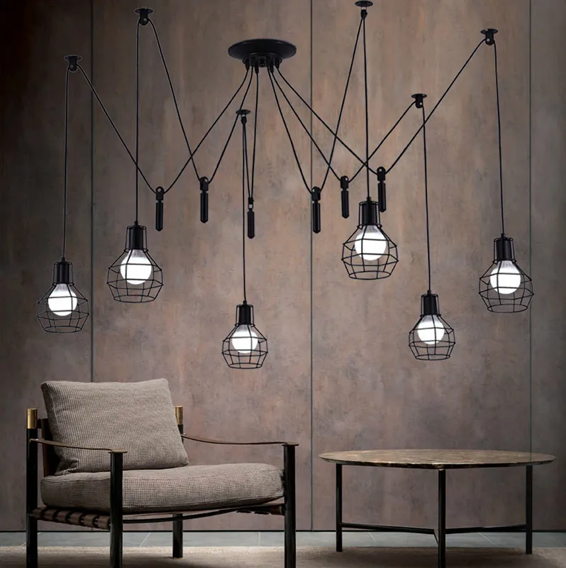 Винтажная люстра паук для ресторана креативная лампа E27 в стиле индастриал