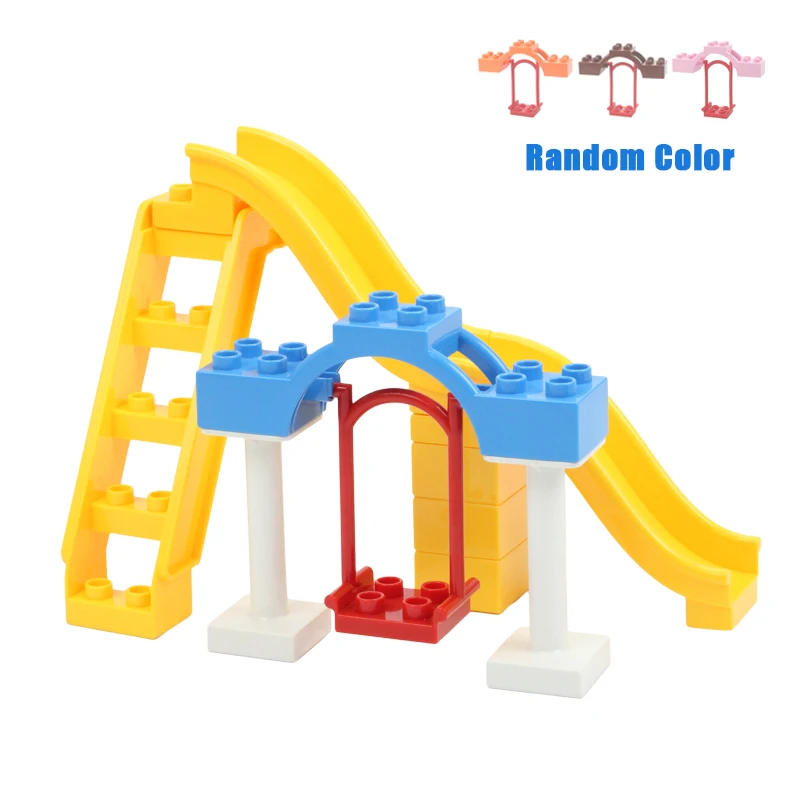 Playground Set Accessories Big Building Blocks Swing Seesaw Ferris Wheel Amusement Park DIY Bricks Toys For Children Kid Gift | Игрушки и