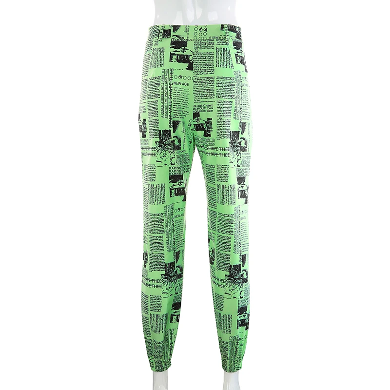 

2021 Casual Print Ladies Streetwear Cargo Pants Women Hip Hop Gothic Trousers Fashion High Waisted Baggy Pants Autumn Outfits