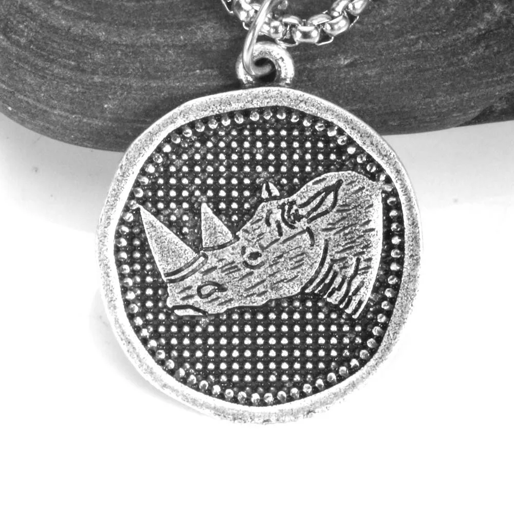 Ожерелье с Носорогом уникальный кулон медаль монеты животными 25 х мм подарки