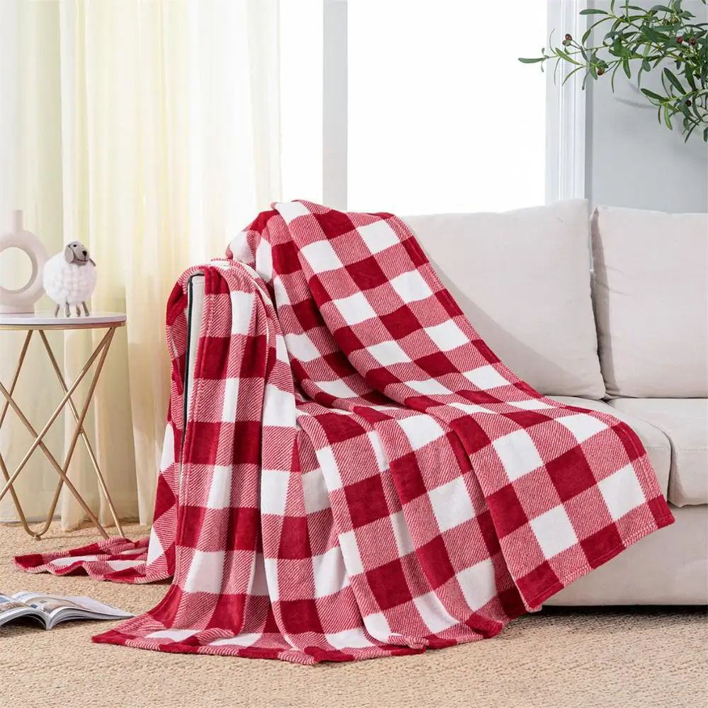 

Flannel Blanket Children Adult Plush Sofa Cover Bed Cover Warmth Thin Thick Plaid Blanket Bed Cover Office Nap