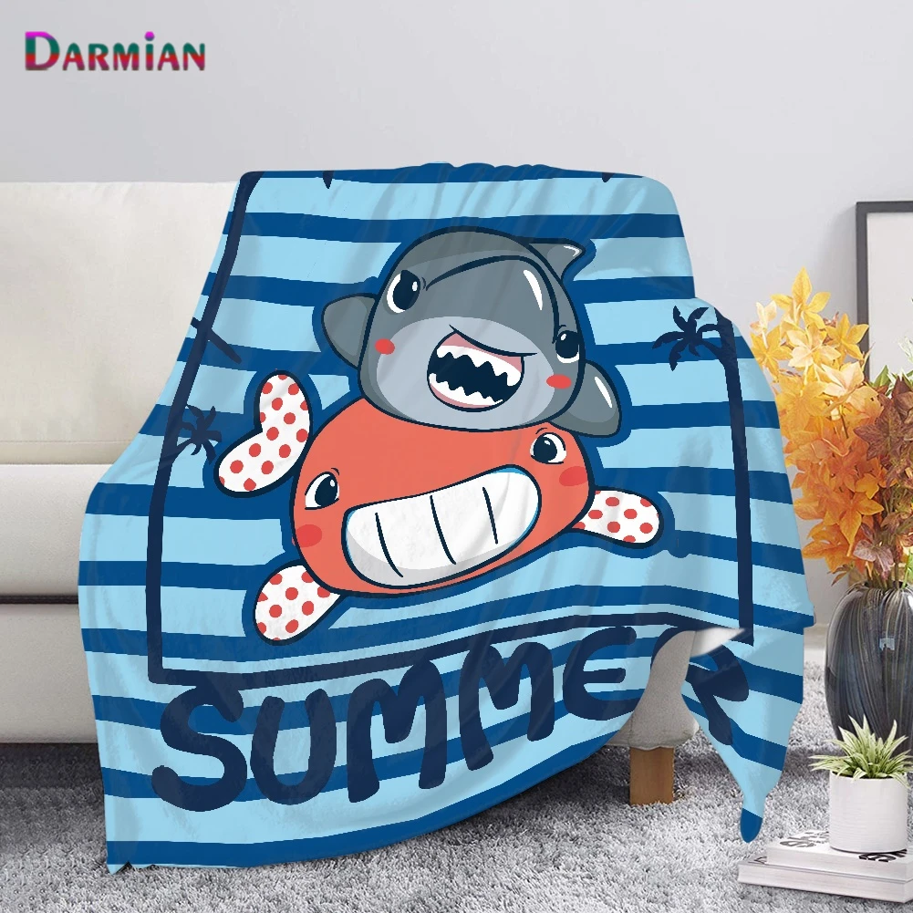 

2022 забавное мультяшное Флисовое одеяло DARMIAN с принтом акулы для взрослых и детей мягкое теплое плюшевое покрывало для дивана