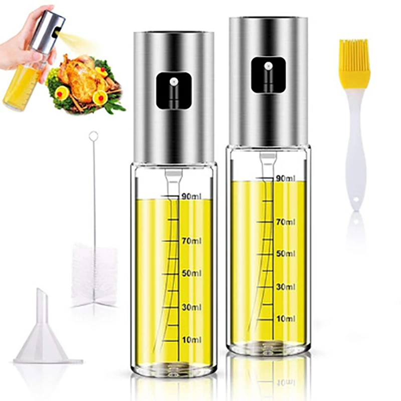 

1Pc BBQ Baking Olive Oil Spray Bottle With Scale + 1 Oil Brush+1 Funnel +1 Cleaning Brush Grill Oil Sprayer Kitchen Gadget Sets