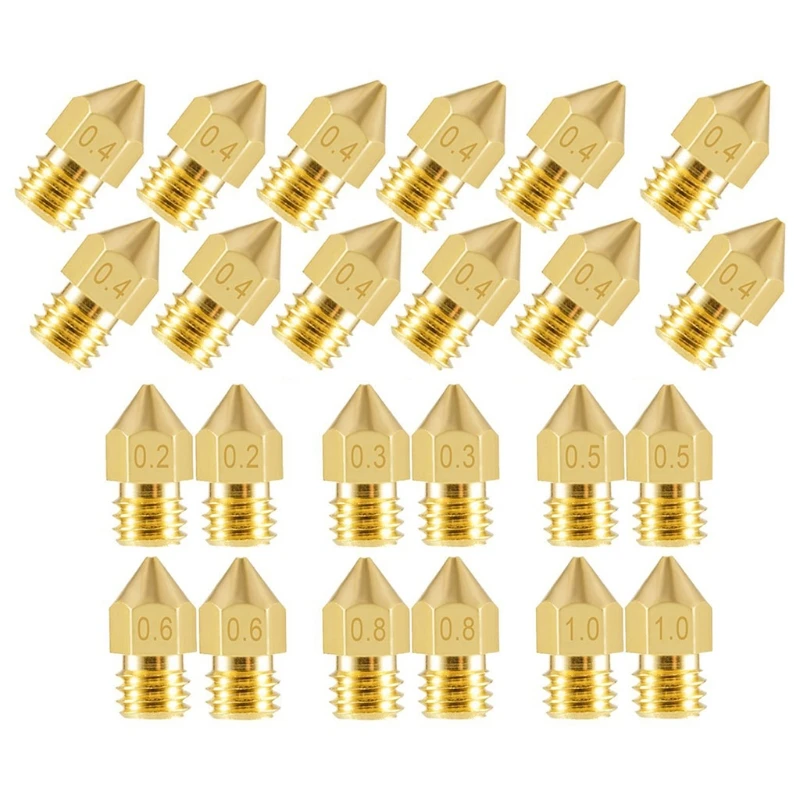 

3D Printer Nozzle Accessory Mk8 0.4mm Printer Nozzle Accessory Suitable For 3D Printer CR-10 / Ender 3/ Anet A8 24Pcs