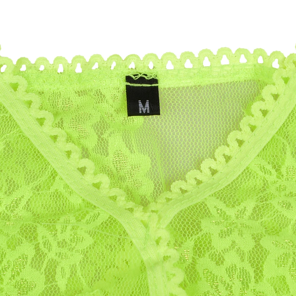 Флуоресцентный зеленый сетчатый кружевной комплект с бюстгальтером и трусиками