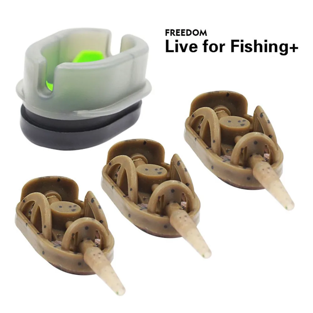 Carp Fishing Inline Flat Method Feeder*3+1*Methods Bait Basket Feeders Mould Set 20/30/40g Or 40/50/60g