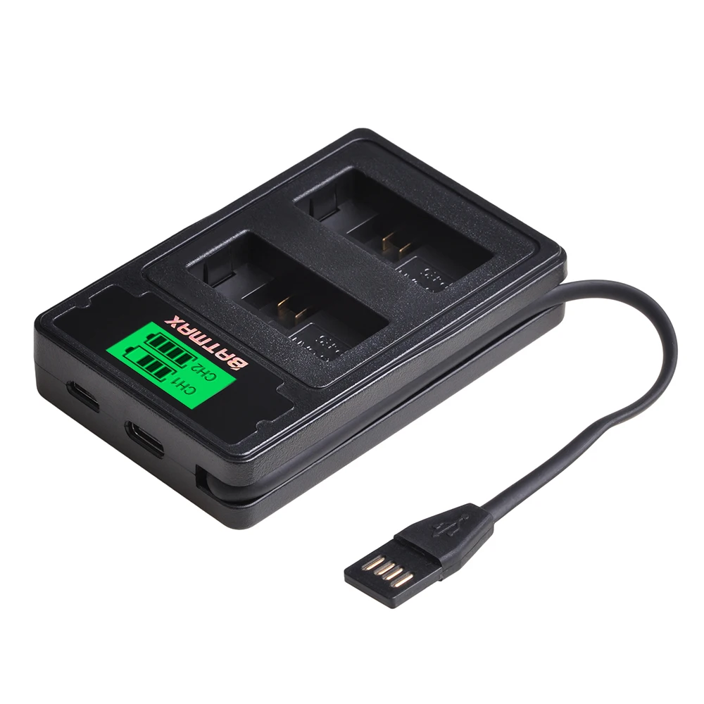 Аккумулятор Batmax для камеры двойное зарядное устройство с ЖК экраном и портом Type C