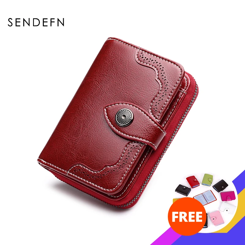 SENDEFN 2017 New Wallet Women Purse Brand Coin Zipper Female Short Split Leather Small Purse|wallet women purse|brand pursewomen brand purses |
