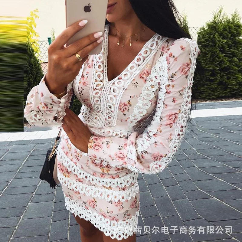 

2021 new lady style lace print temperament slim dress summer dress vintage dress women dress strawberry dress