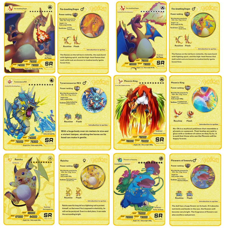 

Новинка Покемон металлическая Золотая карта Mewtwo Charizard blastoislugia Raichu Venusaur коллекция игральных карт игра KidsToy подарок