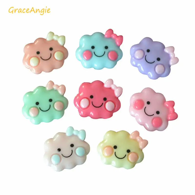 20 шт. Пластиковые кабошоны GraceAngie с улыбкой и плоским основанием|Ювелирная