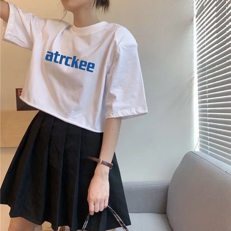 Женские футболки короткая футболка женские летние свободные топы с коротким