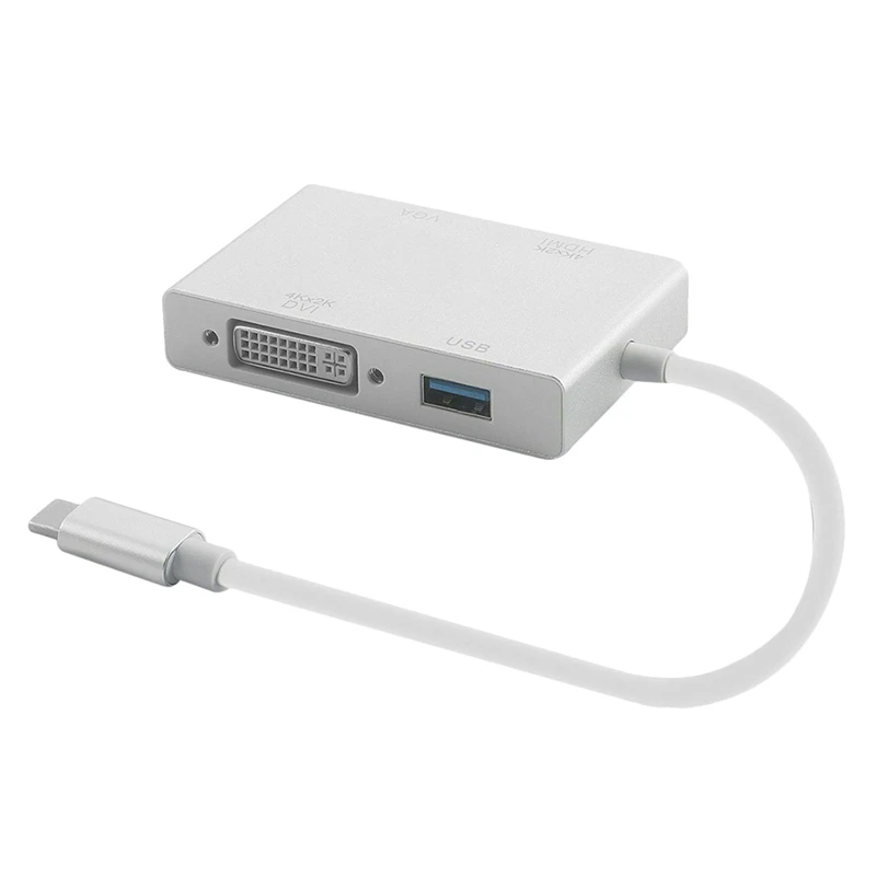 Кабель адаптер 4 в 1 типа C для HDMI VGA DVI USB3.1 4K HD 1080P| |