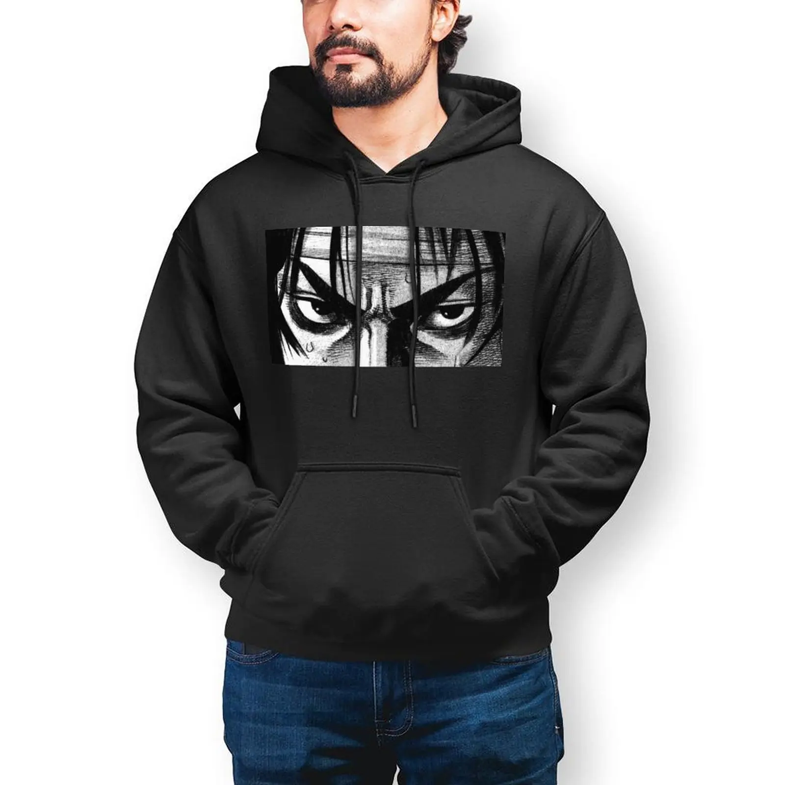 

Berserk Eye Print Hoodie Japan Anime Horror Fashion Long Hoodies Mens Autumn Outdoor Pullover Hoodie