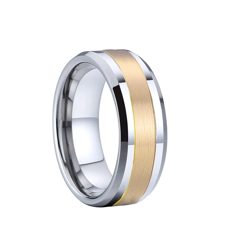 Дизайнерские вольфрамовые кольца с инкрустацией из настоящего золота 14 карат